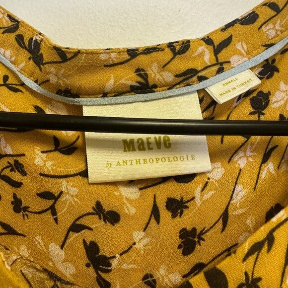 Maeve By Anthropologie Golden Yellow Cheyanne Floral Long Sleeve Blouse Top XS - Picture 4 of 5